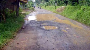 Salah satu jalan di wilayah Ciamis utara yang kondisinya masih rusak. Foto : Subagja Hamara/HR.