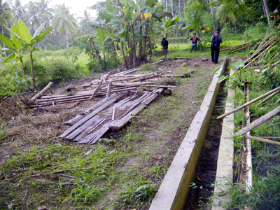 Kandang ternak Sapi kelompok Puncak Asih Cijulang sudah dibongkar. Dari 20 ekor sapi, kini tinggal nyisa 8 ekor saja. Foto :Madlani/HR.