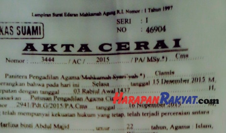 Akta Cerai Keluaran Pengadilan Agama Ciamis Ini Ternyata Palsu