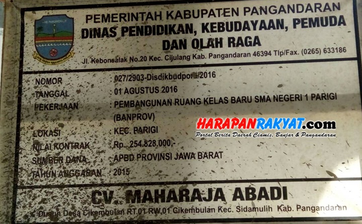 Proyek 2 RKB SMAN 1 Parigi Pangandaran Mangkrak1