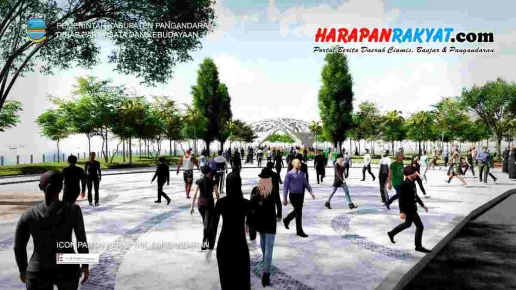 ruang terbuka di Pantai Karapyak Pangandaran