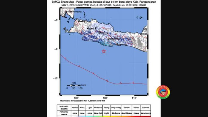 Gempa 4,9 SR Pangandaran