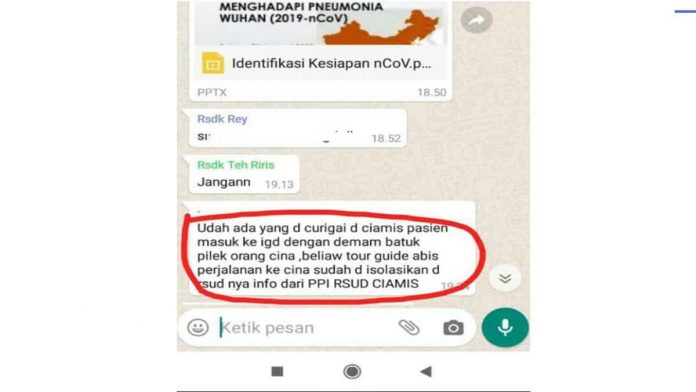 Beredar Pesan Pasien Virus Corona Dirawat di RSUD Ciamis, Bikin Resah Warga