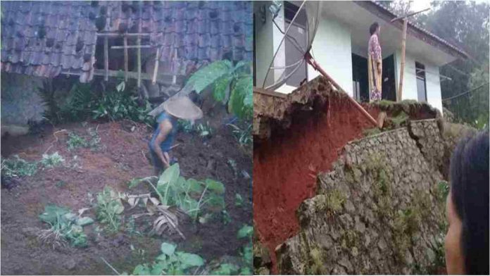 Diguyur Hujan Deras, Rumah di Nagarajaya Ciamis Tertimpa Longsor