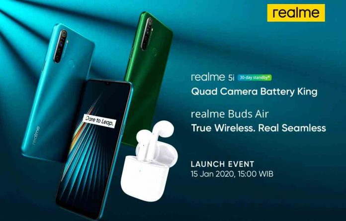 HP realme 5i meluncur di Indonesia bersama realme Buds Air.