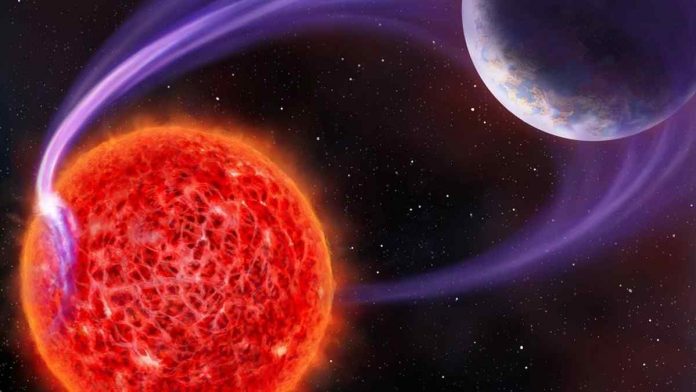 Aurora di Bintang Katai Merah