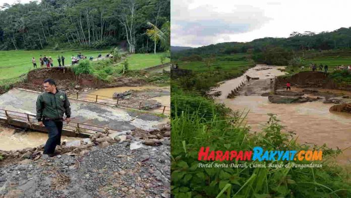 Jembatan Cigunung Panawangan Ciamis Ambruk, Akses Warga Tiga Desa Terputus