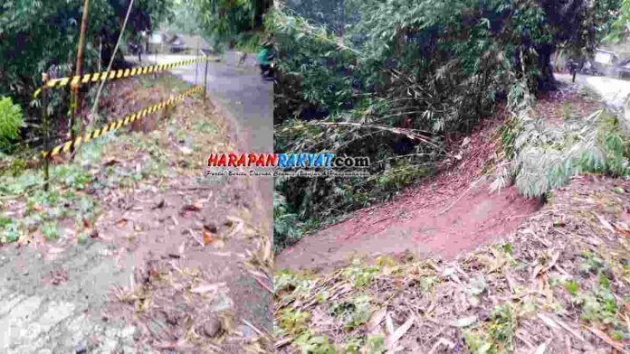 Tebing longsor setelah diguyur hujan deras