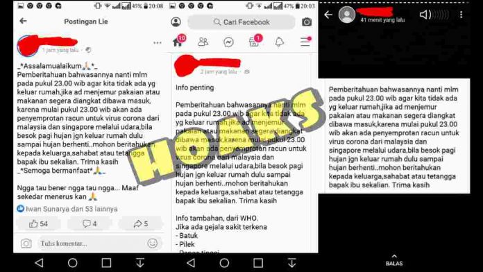 Hoaks Penyemprotan Racun Pembasmi Corona