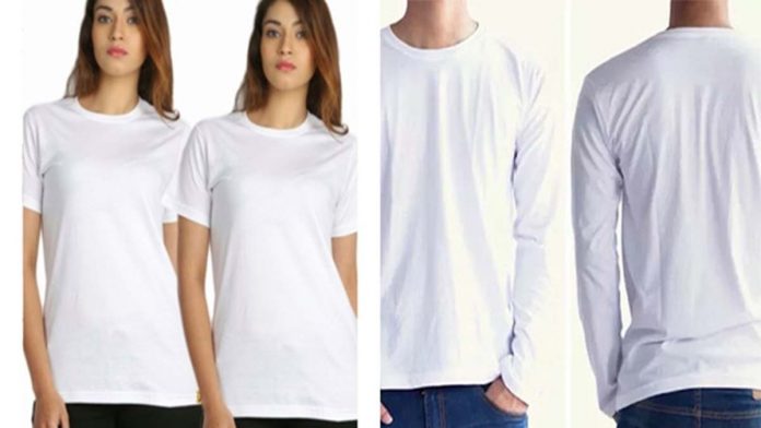 Kaos Polos Putih Depan Belakang