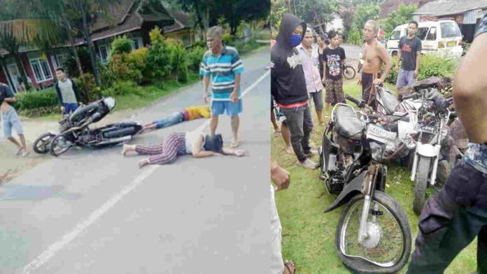 Tabrakan Vixion vs Motor Bebek di Pamarican Ciamis