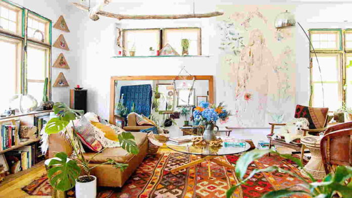 Desain Ruang Keluarga Boho Chic