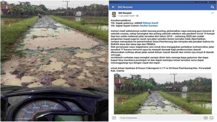 Akses Jalan di Desa Pasirlawang Ciamis Rusak Parah, Warga Net Bikin Surat Terbuka ke Gubernur