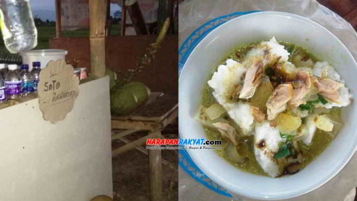 Soto Purwakarta disajikan di warung lesehan milik Adang (46), di area kuliner Bulak Sampih, Desa Rejasari, Kecamatan Langensari, Kota Banjar. Foto: Aisyah/HR.
