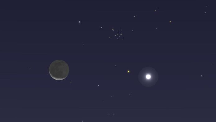 Tripel Konjungsi Bulan-Venus-Beehive