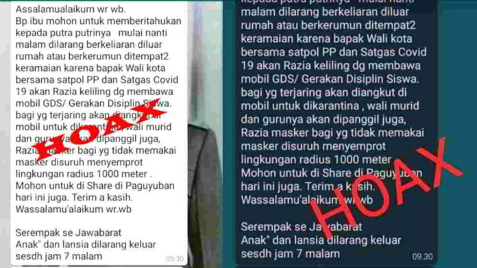 Hoaks, razia anak sekolah yang berkeliaran malam hari di Kota Banjar akan diciduk petugas. Foto: Muhlisin/HR.