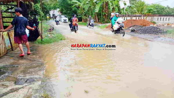 Jalan Raya Parigi Cigugur pangandaran Tergenang Banjir