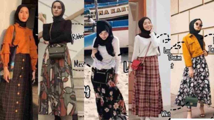 Rok Motif dengan Hijab