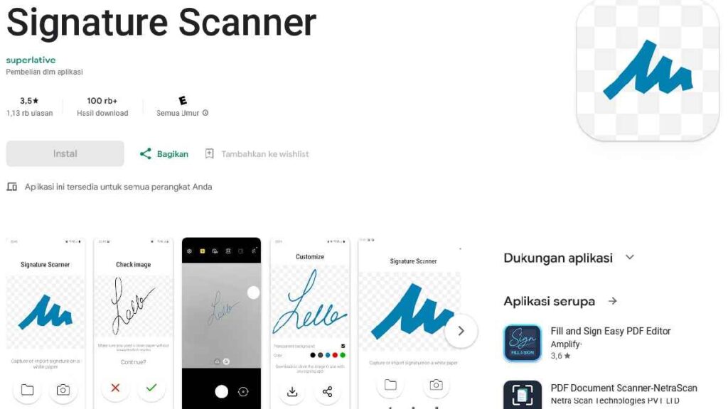 Aplikasi Scan Tanda Tangan