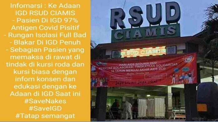IGD RSUD Ciamis Penuh Pasien Covid-19
