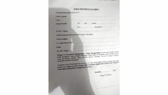 Agar PTM Dimulai, Ortu Siswa di Ciamis Harus Buat Surat Pernyataan