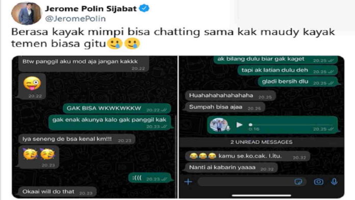 Jerome Polin chatting dengan Maudy Ayunda Hebohkan Warganet Twitter