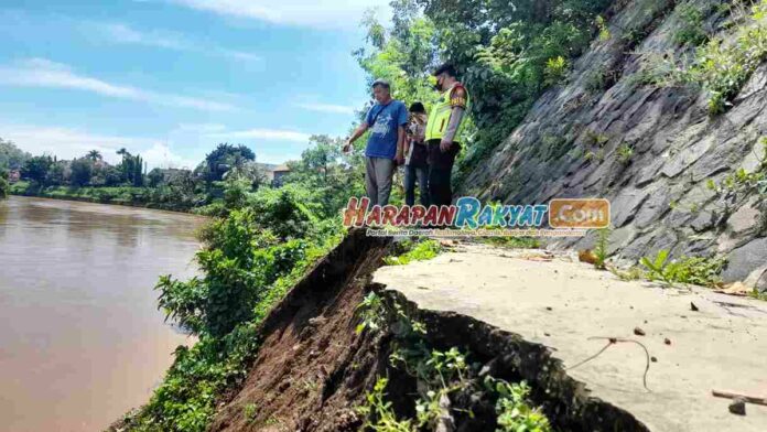 Tembok Penahan Tebing Ambruk di kota banjar