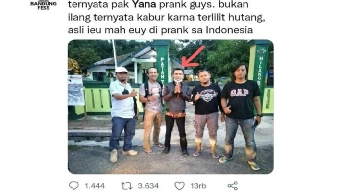 Yana Prank Hilang di Cadas Pangeran