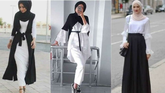 OOTD Hitam Putih Wanita Berhijab Inspirasi Tampil tidak Membosankan
