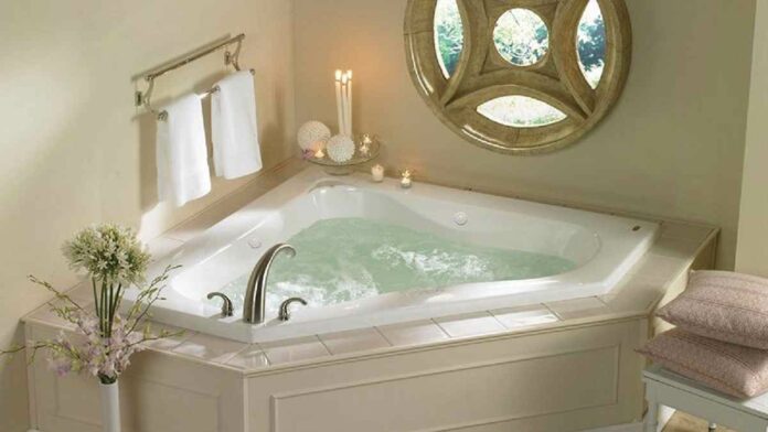 Desain Kamar Mandi dengan Bathtub Sudut Paling Nyaman dan Estetis