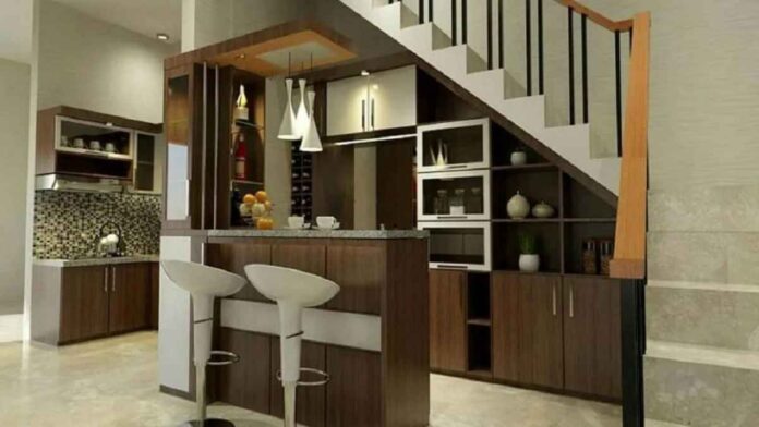 Kitchen Set Bawah Tangga Modern, Desain Menarik dan Nyaman
