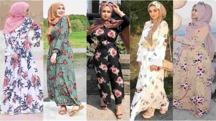 Dress Katun Motif Bunga, Tampil Cantik dengan Gaya Hijab Trendy