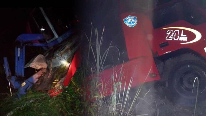 Truk Pengangkut Beko Terperosok ke Jurang di Ciamis