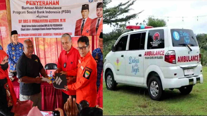 Nanang Permana Dampingi Anggota DPR RI Serahkan Mobil Ambulans di Rajadesa Ciamis