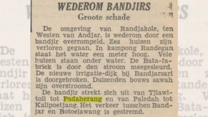 Sejarah Banjir Bandang di Padaherang Pangandaran Tahun 1939