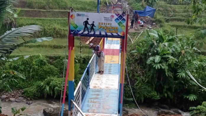 Jembatan Gantung Dambaan Warga Desa Campaka dan Sukamulya Pangandaran Selesai Dibangun