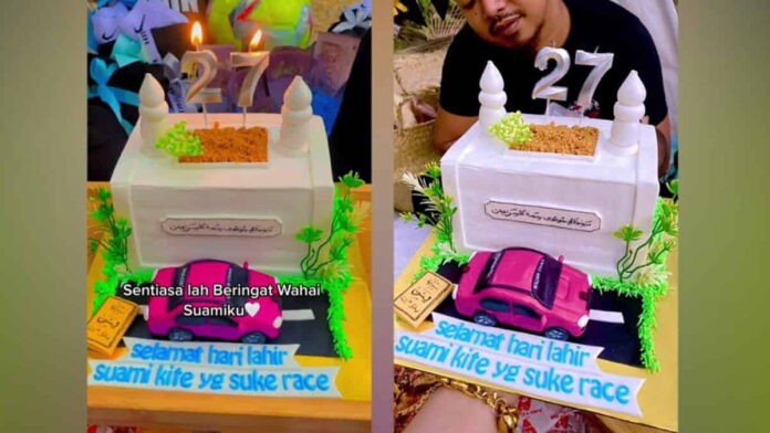 Viral Istri Beri Kue Ulang Tahun Batu Nisan kepada suami