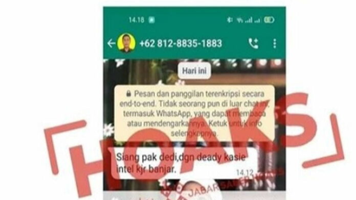 Beredar Pesan Berantai Mengatasnakaman Kasi Intel Kejari Banjar, Ternyata Hoaks!