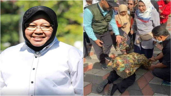 Ogah Ditagih Janji Hibah Lahan, Mensos Risma Sujud di Kaki Guru SLB
