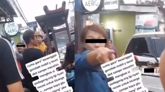 Viral Wanita Ngamuk Gara-Gara Kesenggol Gerobak
