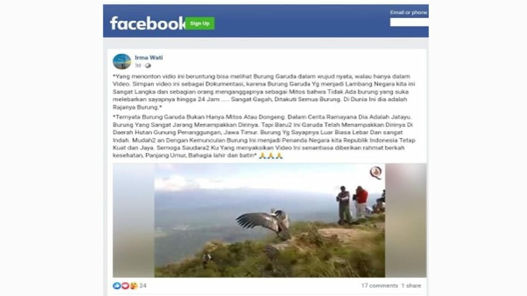 Hoaks Burung Garuda di Facebook