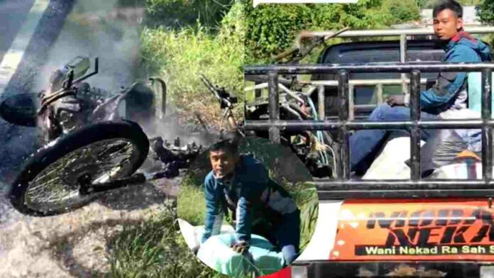Motor Kurir Paket Terbakar
