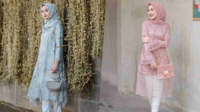 Tunik Brokat Kombinasi Satin