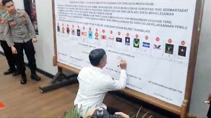 Gegedug Parpol di Kabupaten Tasikmalaya Ikrarkan Pemilu Damai