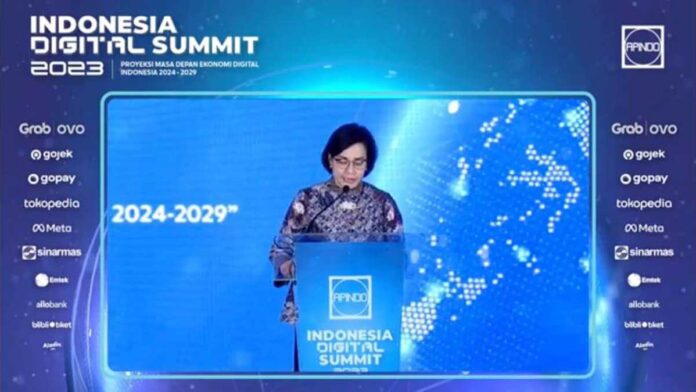 Menkeu Sri Mulyani di Indonesia Digital Summit 2023