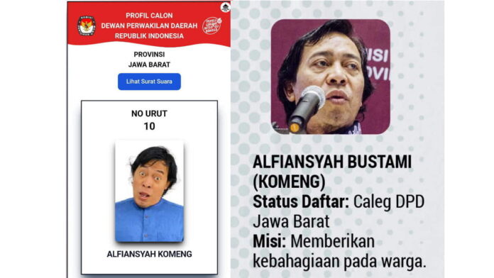 Foto Nyeleneh Komeng di Surat Suara DPD Jabar