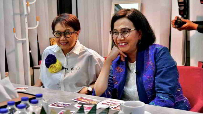 Retno Marsudi dan Sri Mulyani