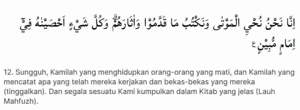Kandungan Surat Yasin Ayat 12, Royalti Amal Perbuatan Manusia