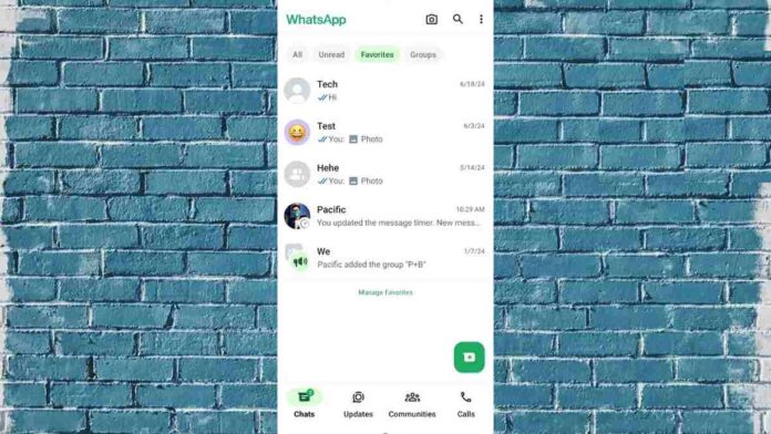 Fitur Favorites Chat WhatsApp