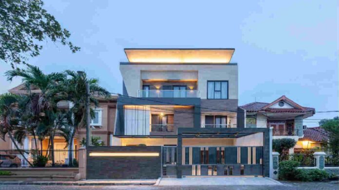 Desain Rumah 3 Lantai Tampak 2 Lantai yang Unik dan Mewah